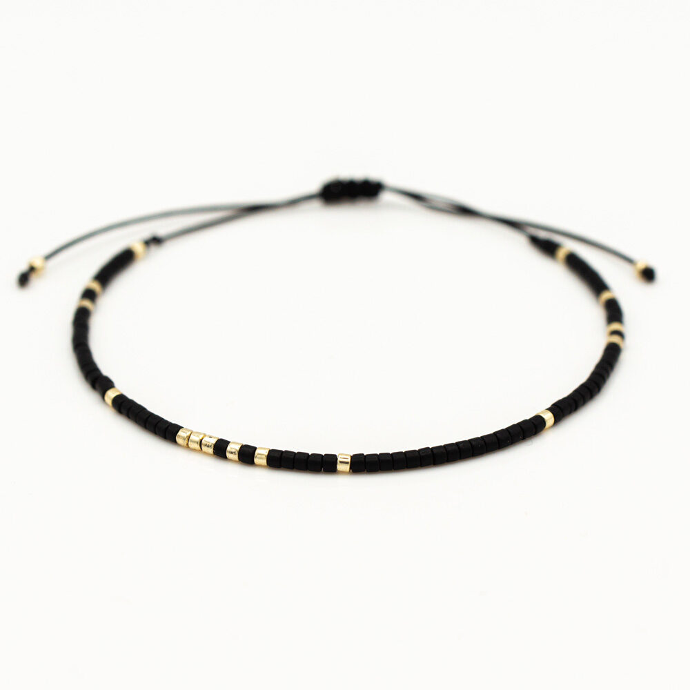Armband mit goldenen und schwarzen Miyuki Perlen