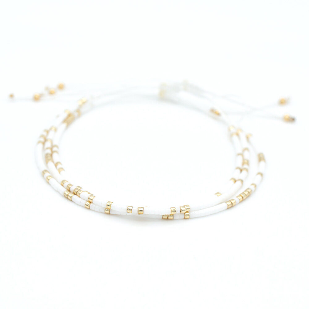 Armbänder mit Miyuki Perlen in Weiß und Gold