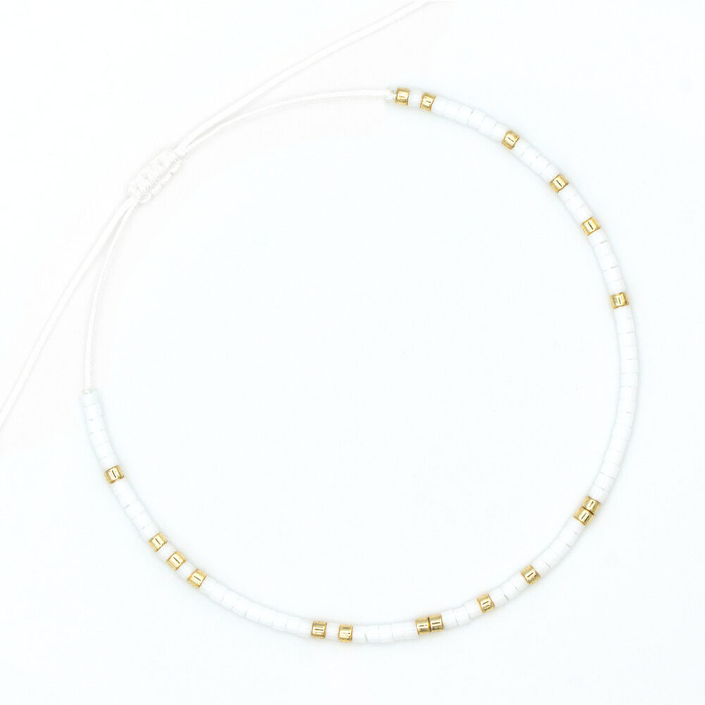 Armband mit Miyuki Perlen in Weiß und Gold
