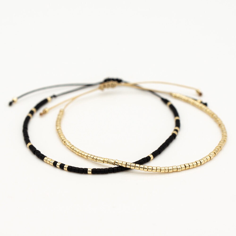 Armbänder mit goldenen und schwarzen Miyuki Perlen