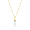 Goldene Gliederkette mit Anhänger aus Milchquarz in länglicher Form