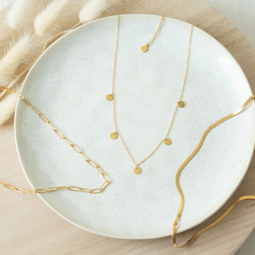 Goldene Gliederkette, Schlangenkette und Kette mit kleine Plättchen