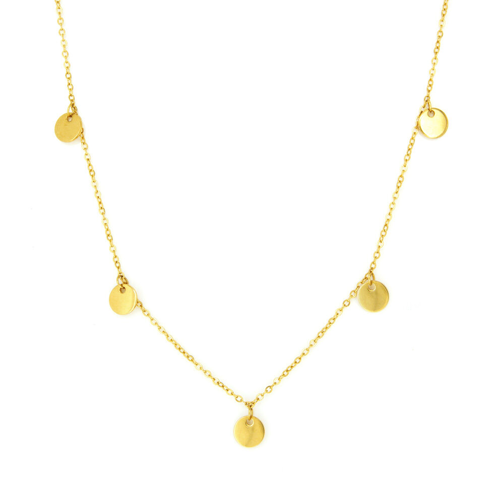 Golden Halskette mit fünf zarten Plättchen