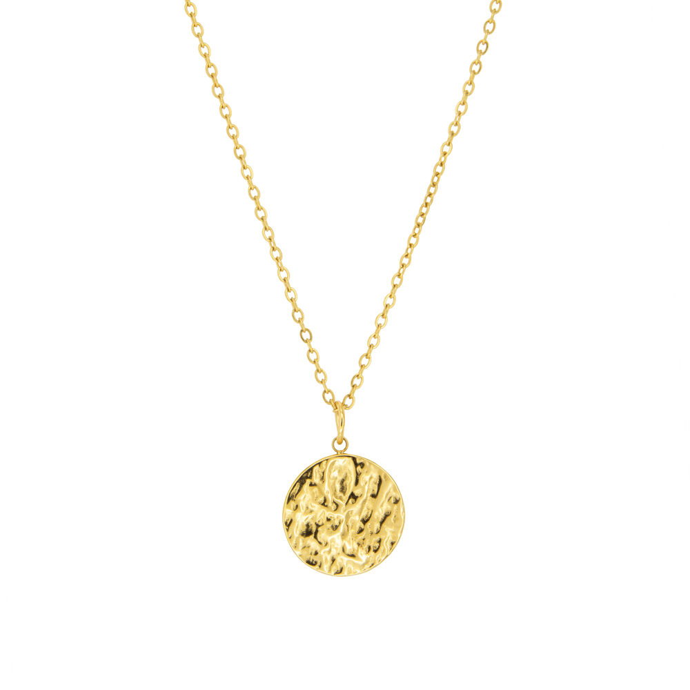 Goldene Gliederkette mit rundem, gewellten Anhänger