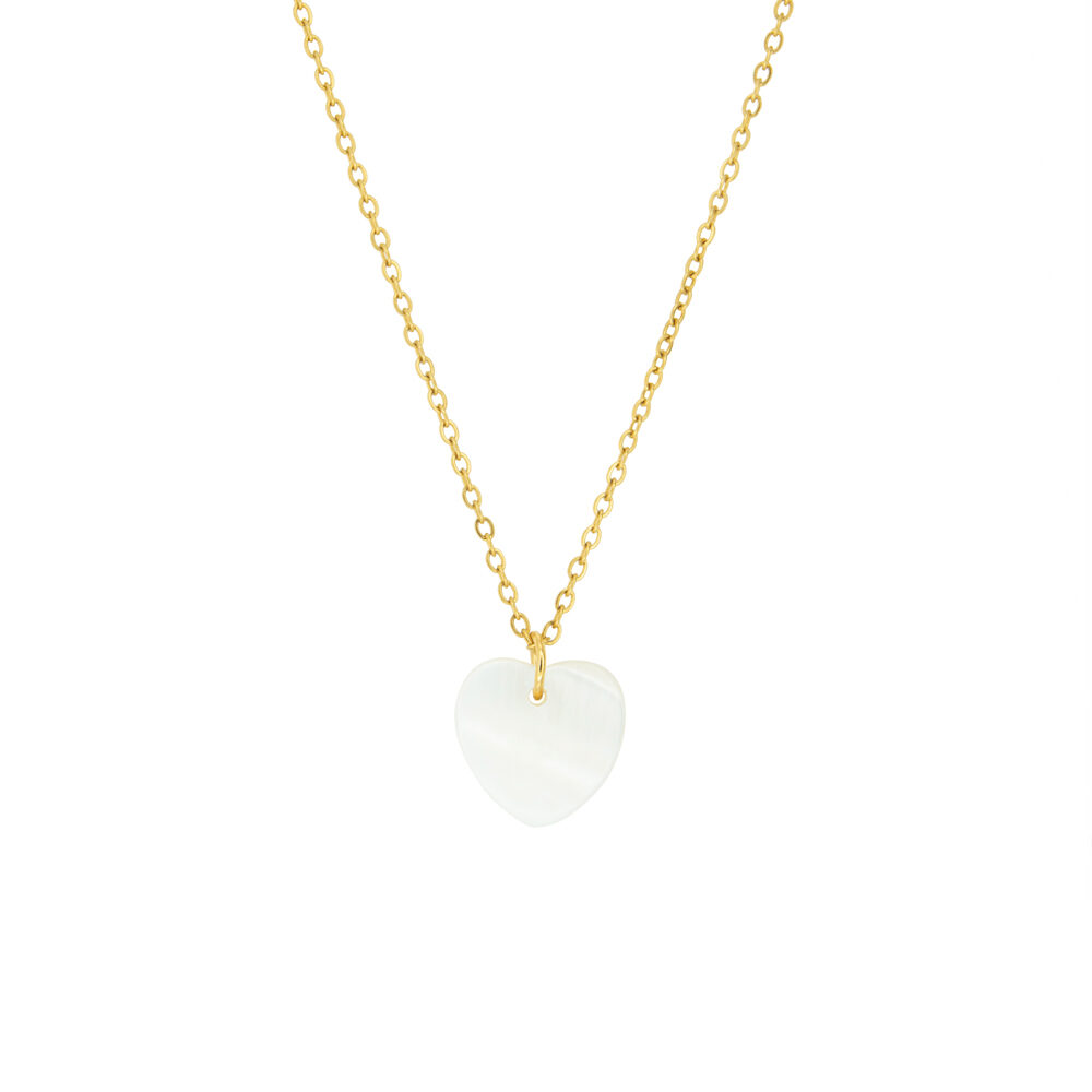 Goldene Gliederkette mit Herzanhänger aus Perlmutt