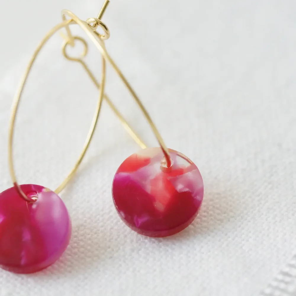 Ohrringe Viva Magenta rund – Bild 3