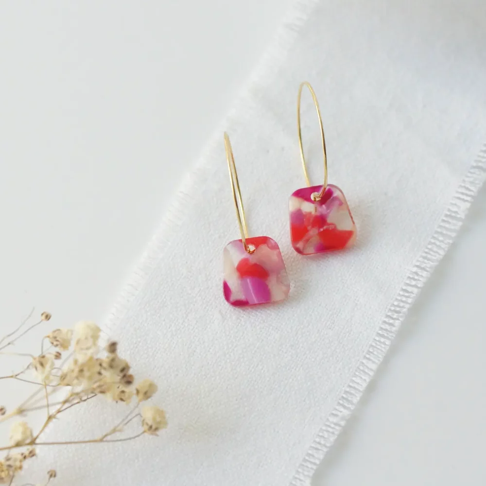 Ohrringe Viva Magenta trapez – Bild 3